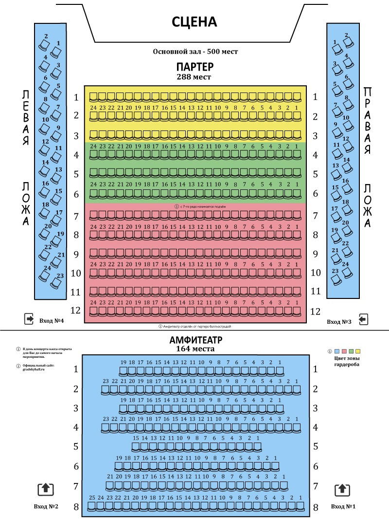 Градский холл схема зала